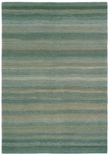 Hand-Knotted Wool Green Stripes Rug