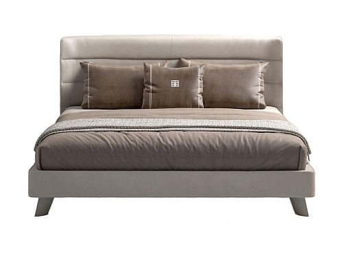 Leather-Covered Bed with Headboard