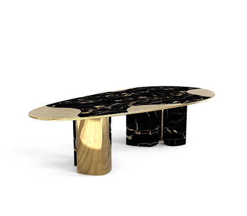 Athena Portoro Marble & Gold Dining Table