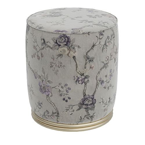 Round Embroidered Pouf
