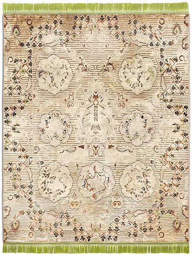 Dragon Green / Beige Exquisite Handmade Rug