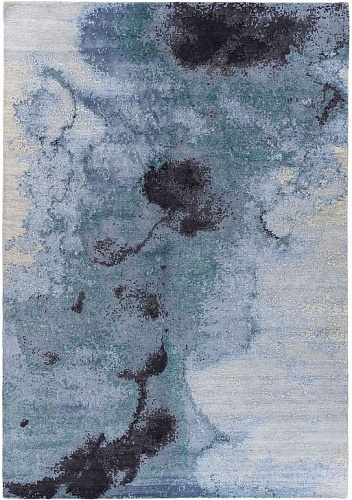 Handmade Luxury Abstract Blue Rug