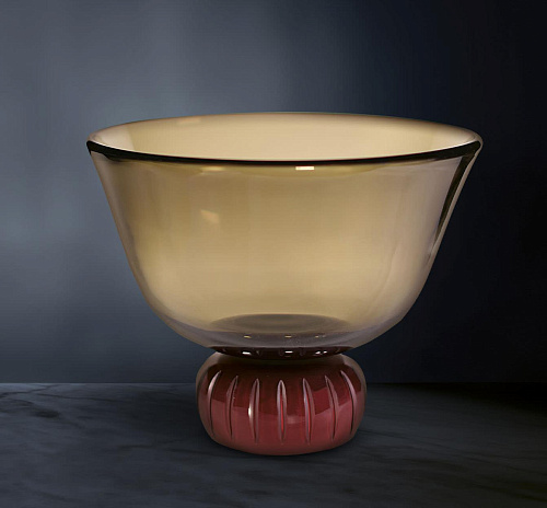 Bowl-Shaped Vase in Smoked Murano Glass