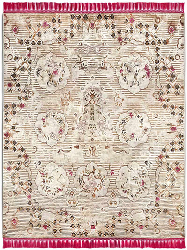 Dragon Pink / Beige Exquisite Handmade Rug