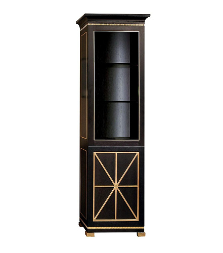 Tall Display Cabinet in Black Lacquered Wood