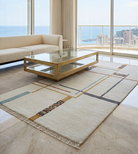 Linear Atlas Warm Handcrafted Rug