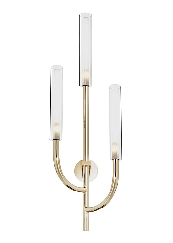 Gold Finish Wall Lamp with Transparent Pyrex Glass Shades