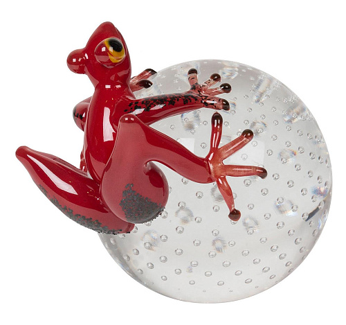 Red Frog on Sphere Figurine
