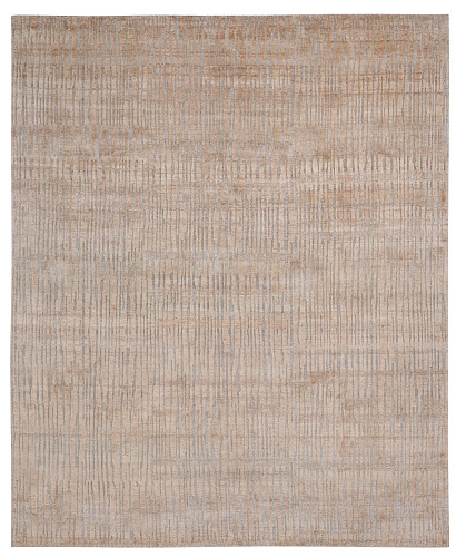 Hand-knotted Beige Silk & Wool Rug