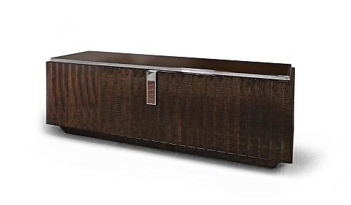 One-Drawer TV Unit with Leather and Chrome Detail