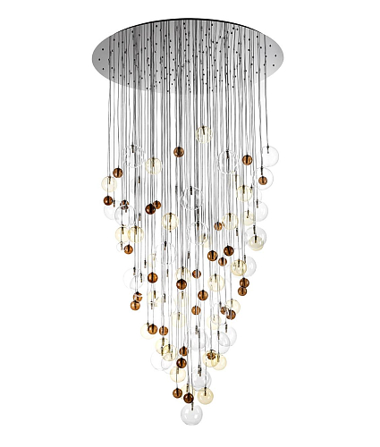 Modern Cascading Chandelier with Multicolor Glass Spheres