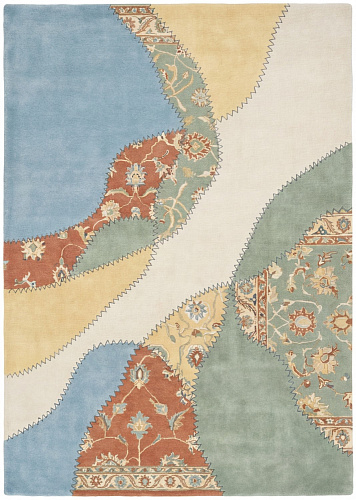 Pastel Collage Blue Handcrafted Rug