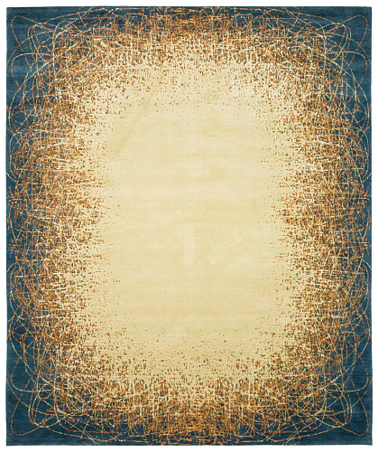 Hand-knotted Art Beige Blue Rug