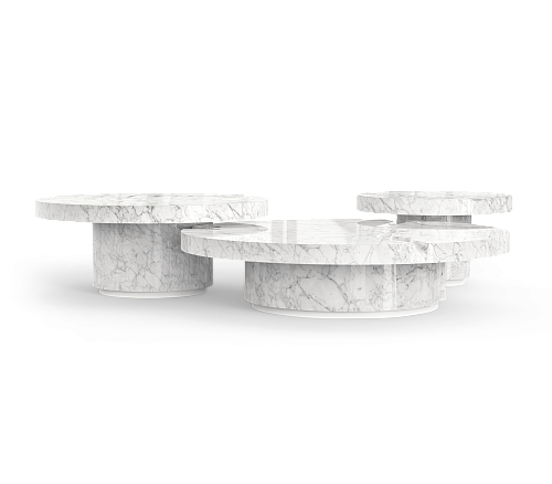 Dominion Carrara Marble 3-Piece Center Table Set