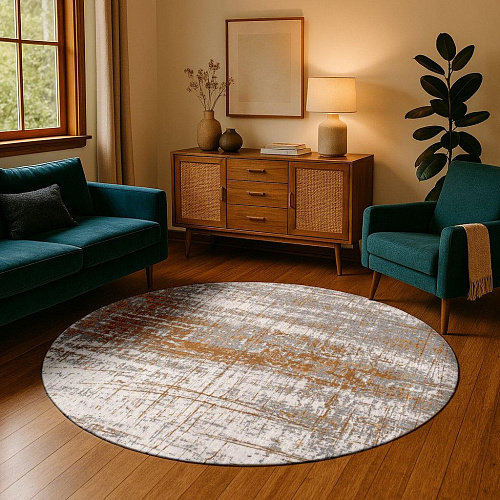 Columbus Gold Round Rug