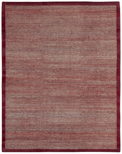 Hand-Knotted Border Dark Red Rug