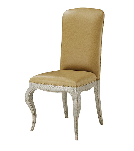 Upholstered Chair in Beige Leather