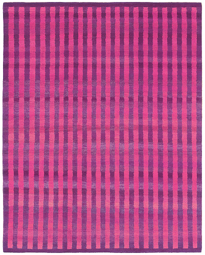 Hand-Knotted Wool Pink Stripes Rug