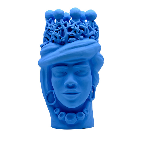 Moor's Head Light Blue Handmade Sculpture