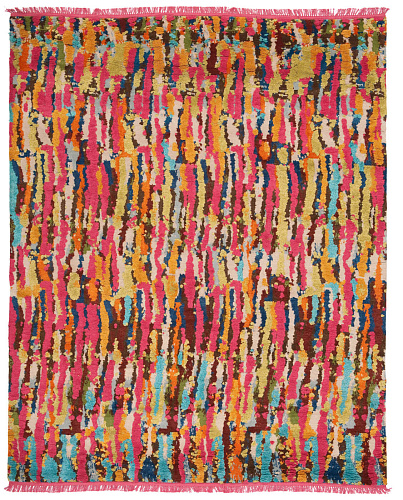 Hand-knotted Wool & Silk Multicolour Rug