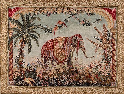 Elephant with Ornamental Border Tapestry