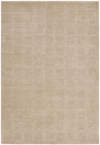 Symbol Grid Beige Handcrafted Rug