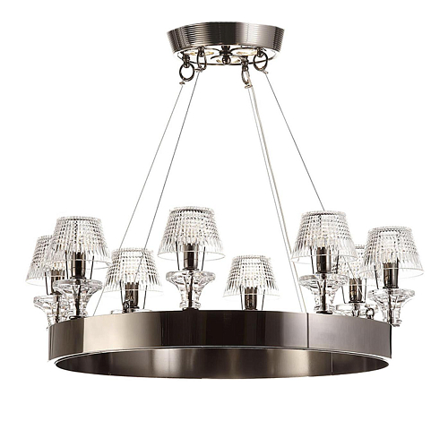 Black Nickel Chandelier with Crystal Shades